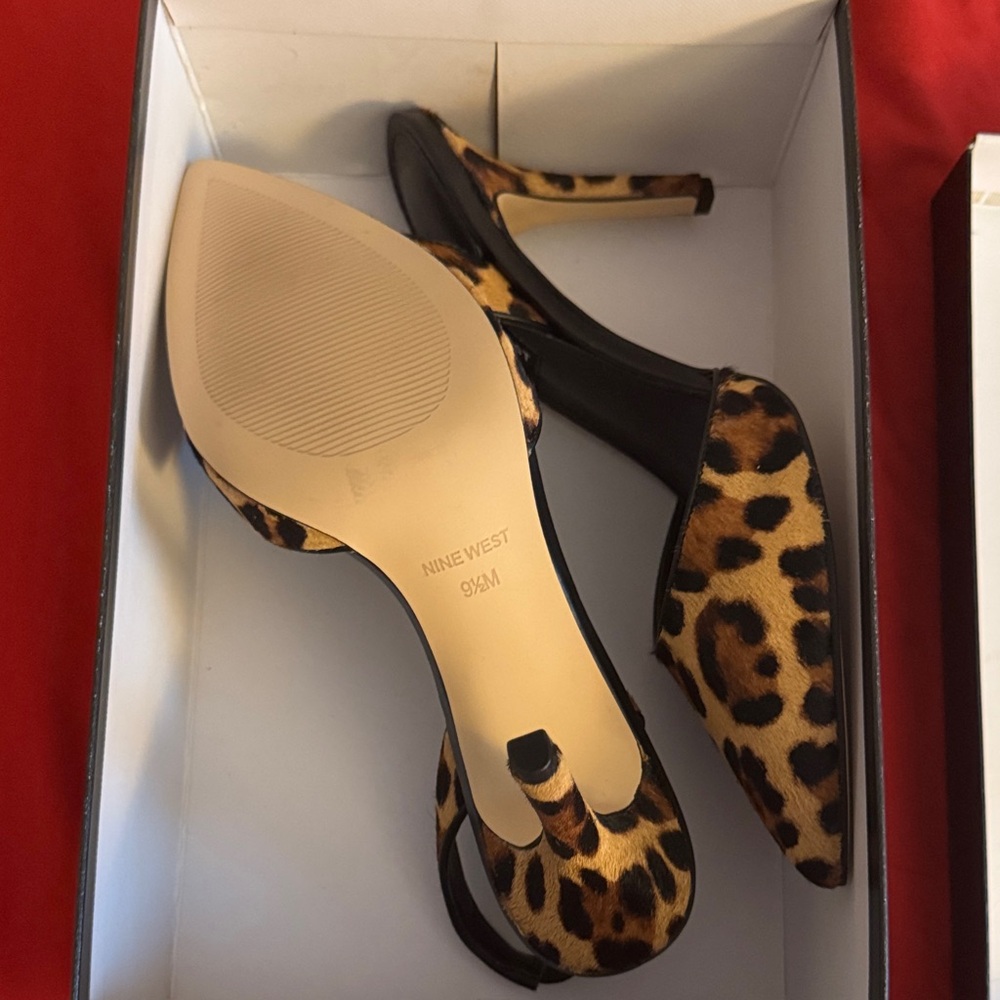Nine West Black and Brown Leopard Heels - Picture 3 of 4
